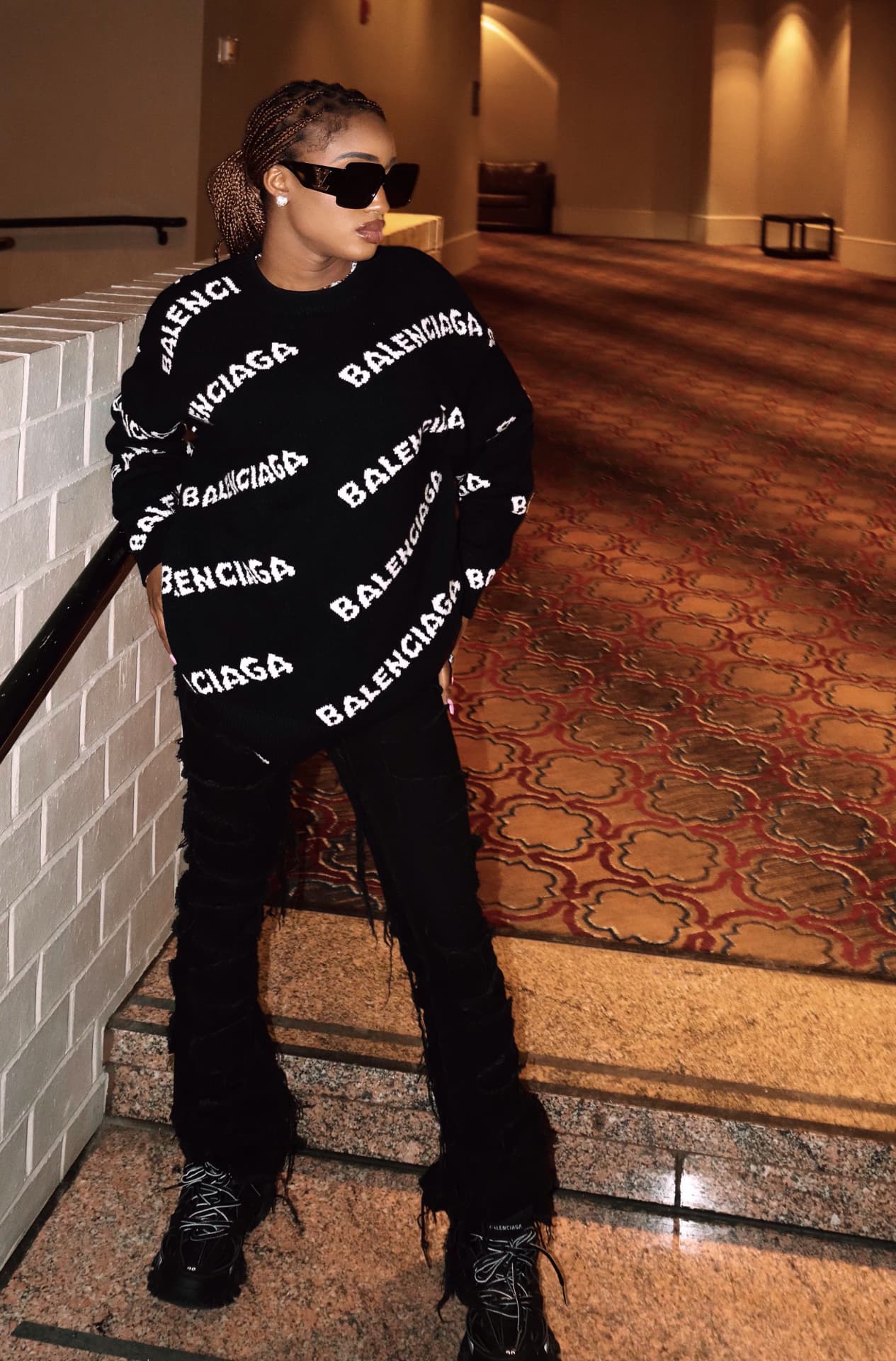 All-black designer streetwear portrait